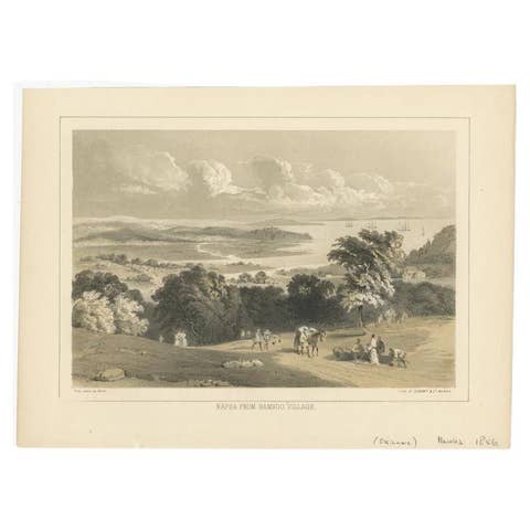 Antique Print of Naha in Japan, 1856