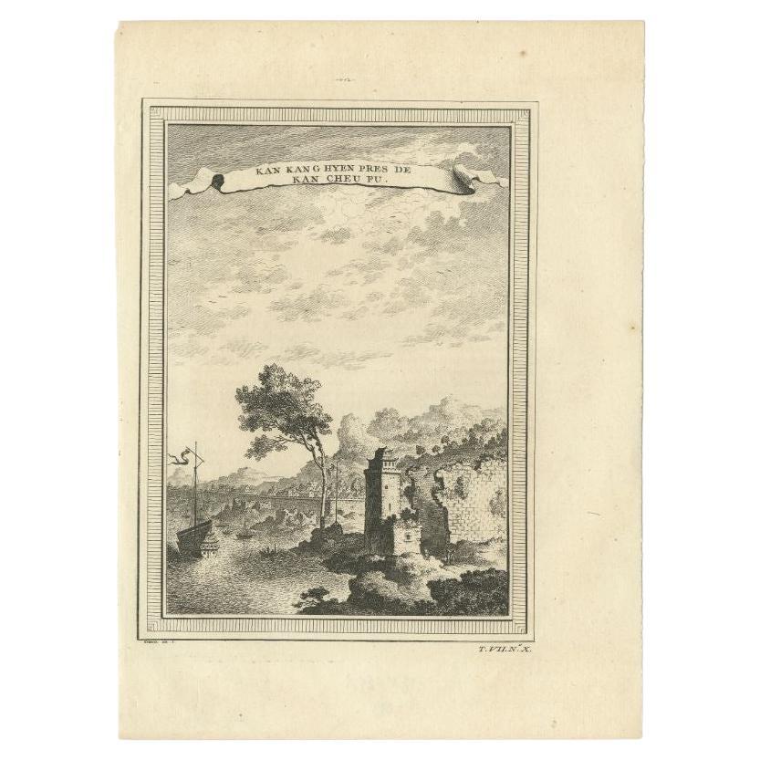 Antique Print of Nankang in China, circa 1746 For Sale