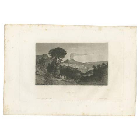 Antique Print of Naples, Italy, 1835