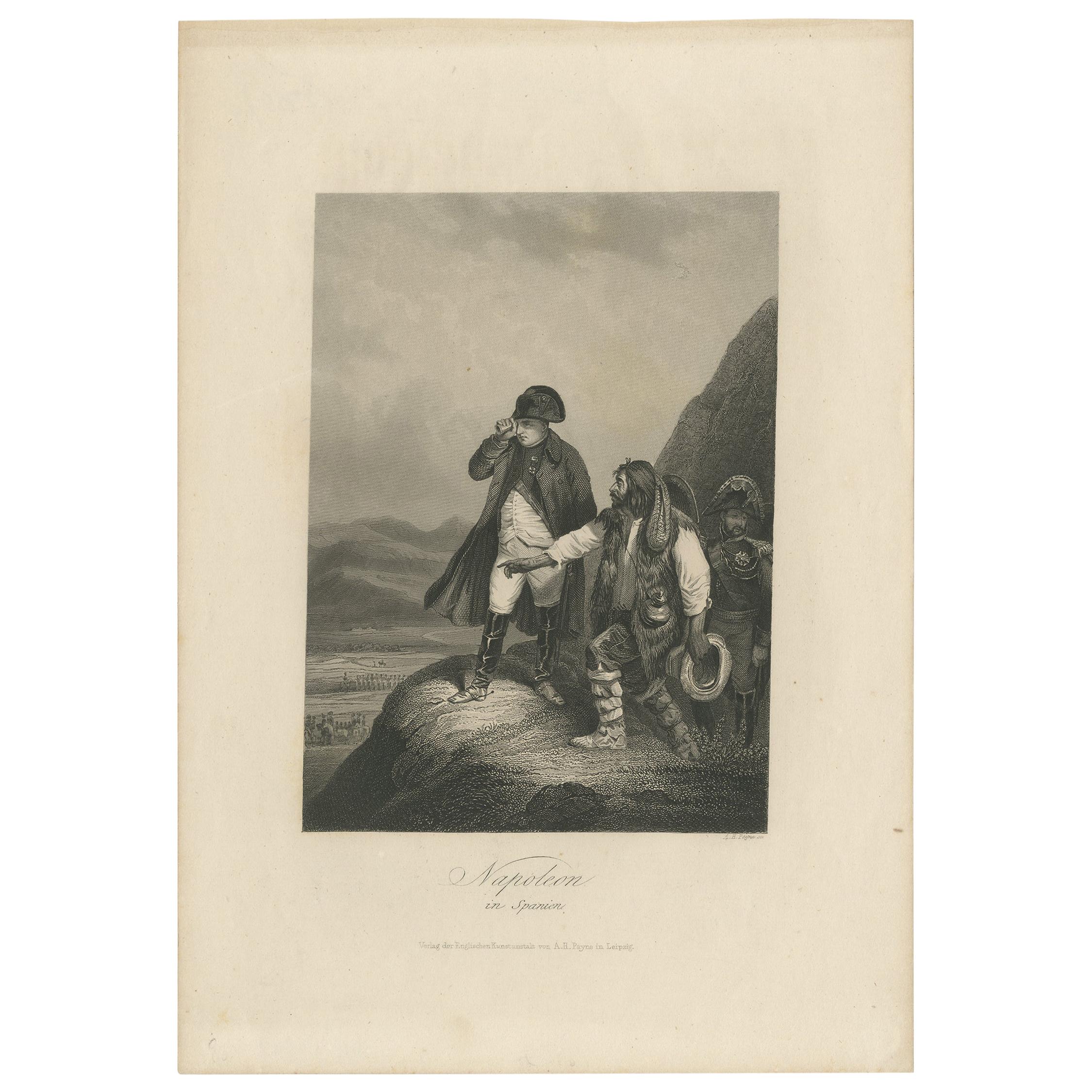 Antique Print of Napoléon Bonaparte in Spain by Payne 'c.1860' For Sale