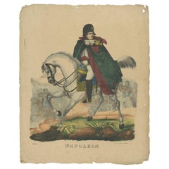 Antique Print of Napoleon on a Horse by Scholz 
c.1900
