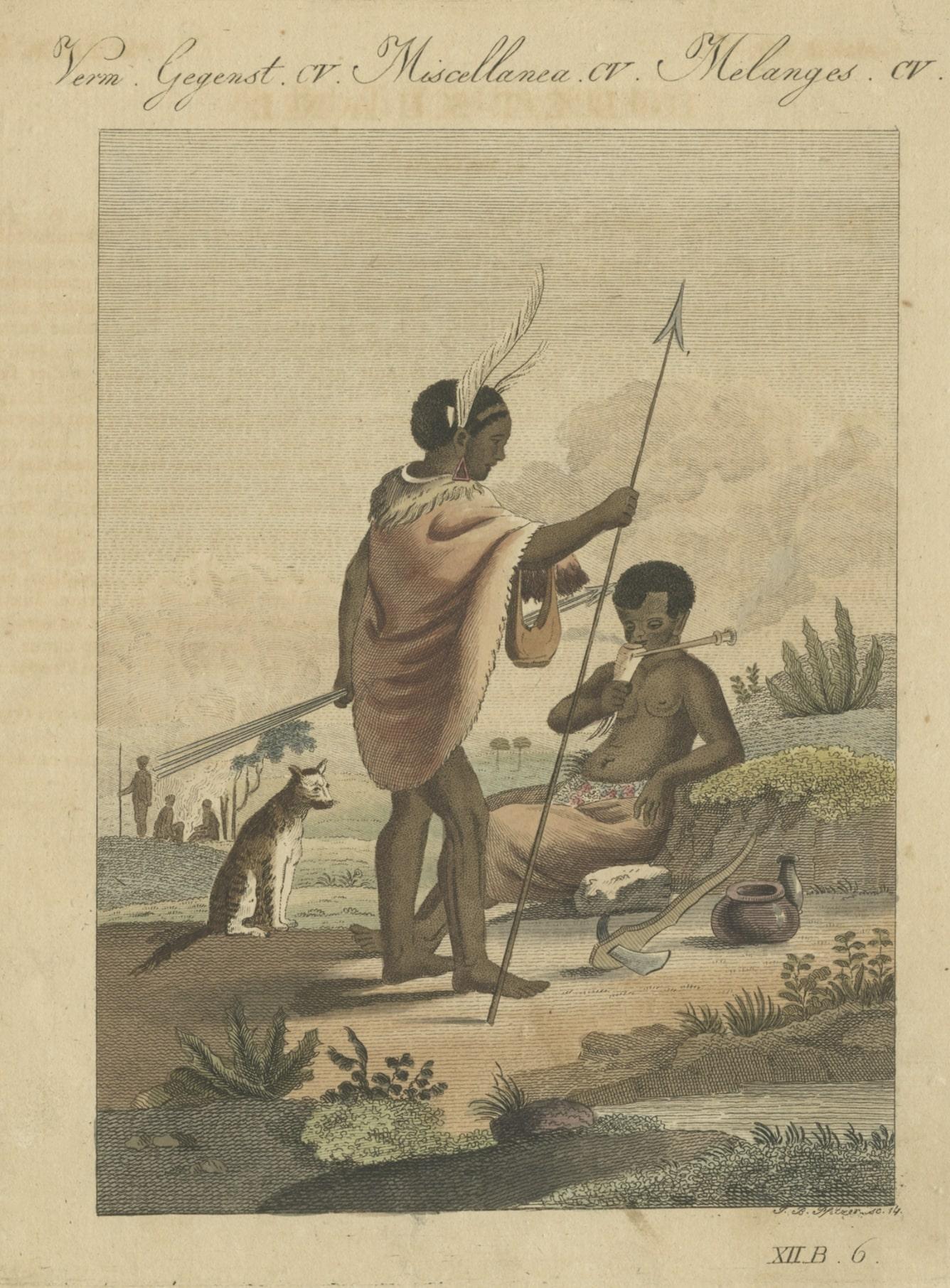 Carta Stampa antica di nativi africani, 1807 in vendita