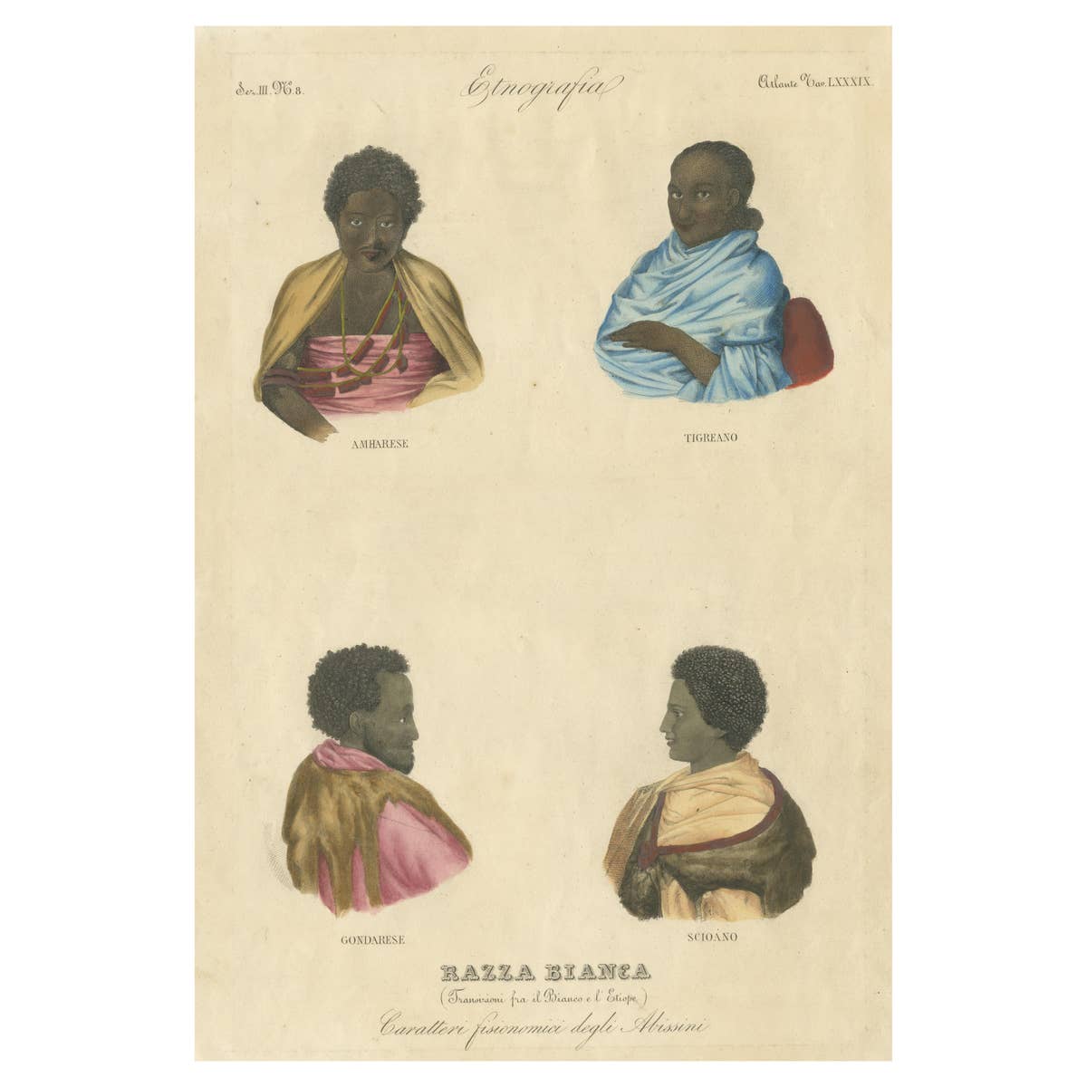 Antique Print of Natives from Ethiopia