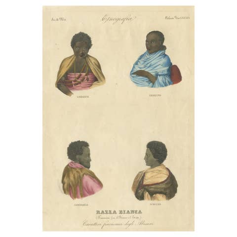 Antique Print of Natives from Ethiopia