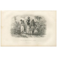 Impression ancienne d'Amérindiens de Madras en Inde, 1853