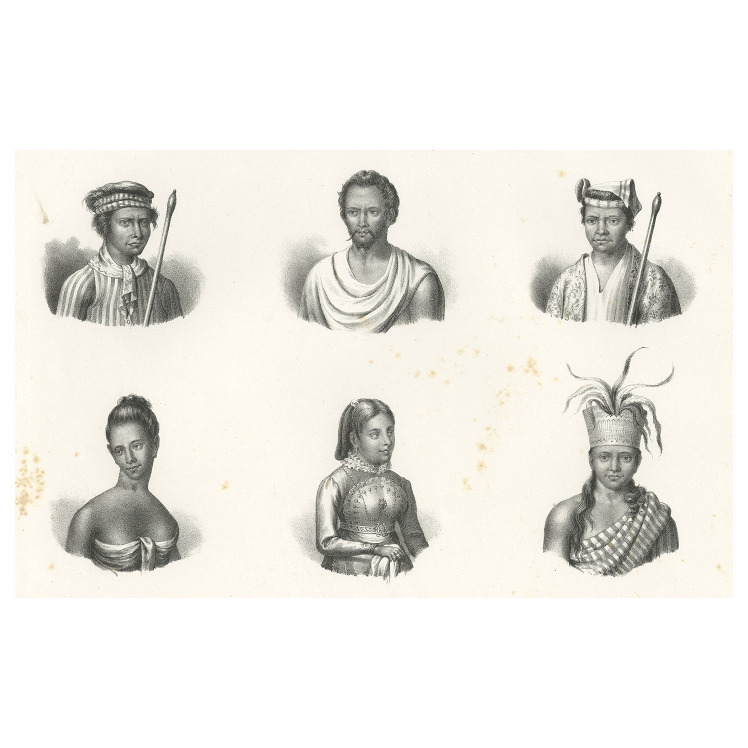 Antiker Druck der Ureinwohner von Timor, um 1845
