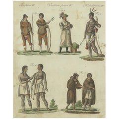 Antiker Druck der Eingeborenen von Amerika von Bertuch, um 1800