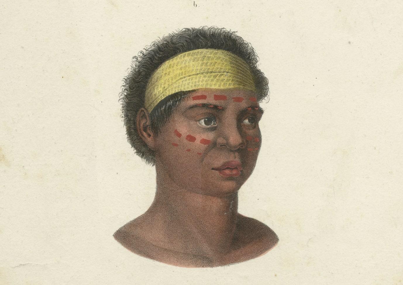 Antique Print of Natives of Australia, circa 1840 In Good Condition For Sale In Langweer, NL