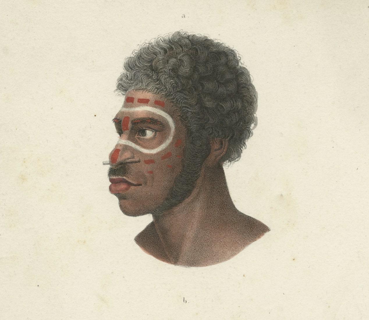 19th Century Antique Print of Natives of Australia, circa 1840 For Sale
