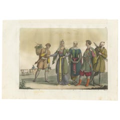 Antique Print of Natives of Imereti and Other People by Ferrario, '1831'
