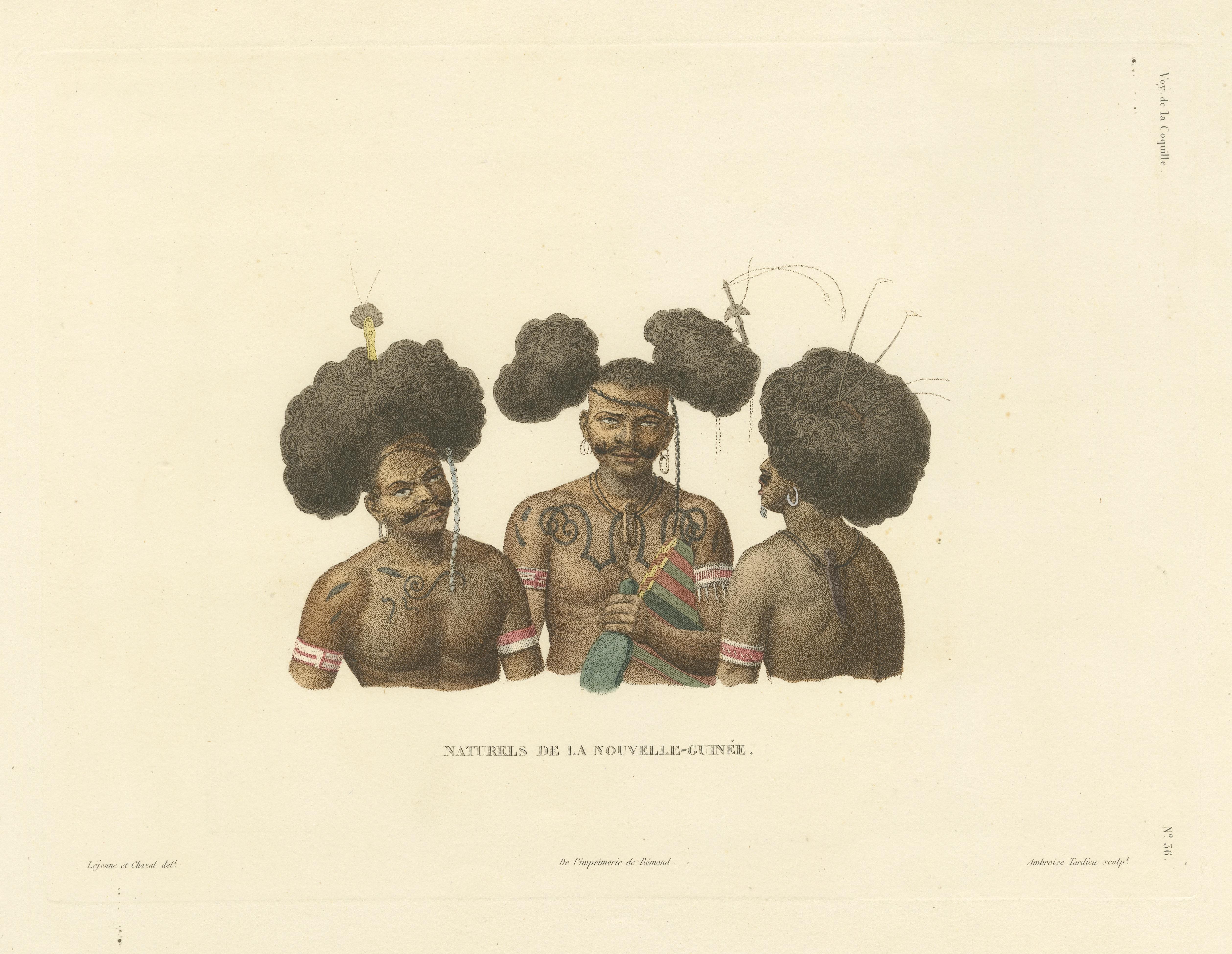 Antique Print of Natives of New Guinea In Good Condition For Sale In Langweer, NL