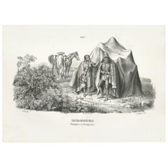 Antique Print of Natives of Patagonia by Honegger (1845)