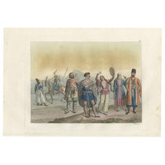 Antique Print of Natives of Persia and Other People by Ferrario '1831'