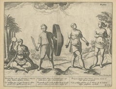 Antique Print of Natives of Southern Asia by Linschoten, circa 1605