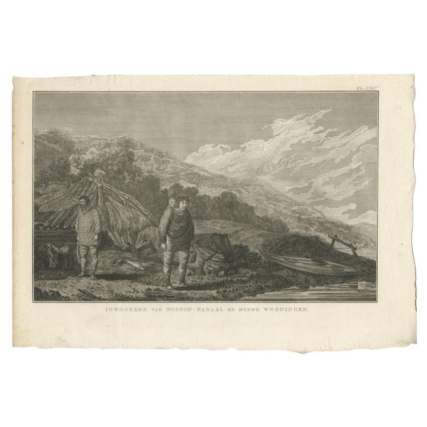 Antique Print of Natives of the Channel of Norton by Cook, 1803 For Sale