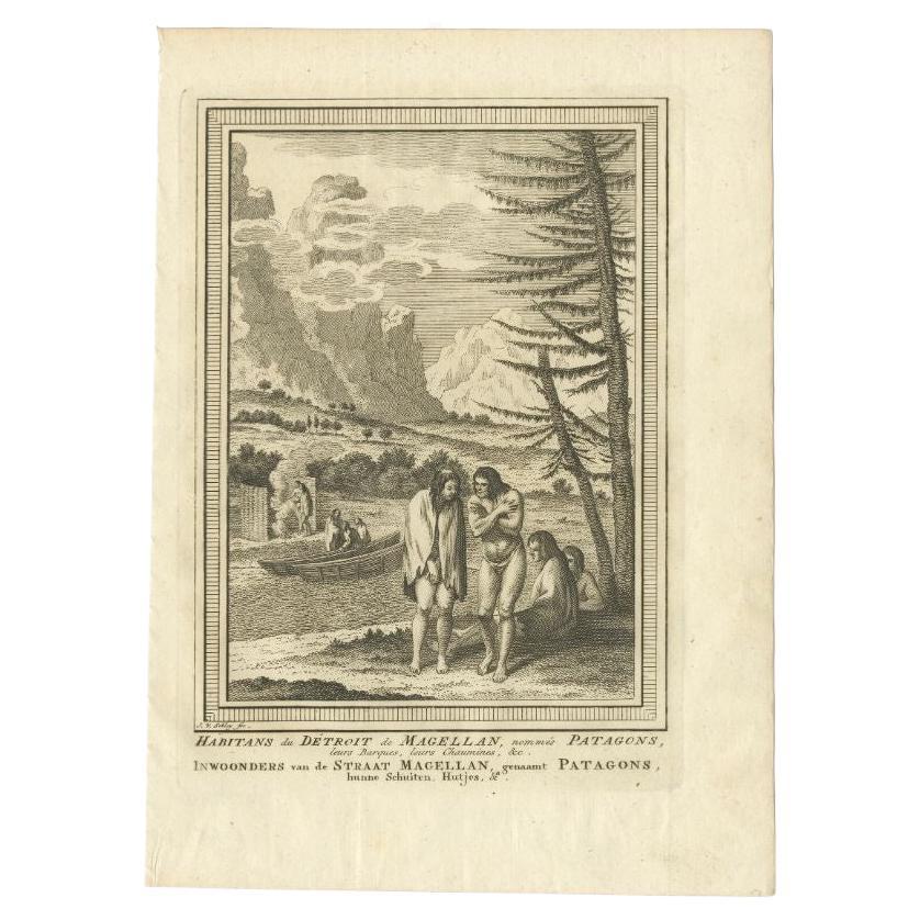 Antique Print of Natives of the Great South Patagonia, circa 1760 For Sale