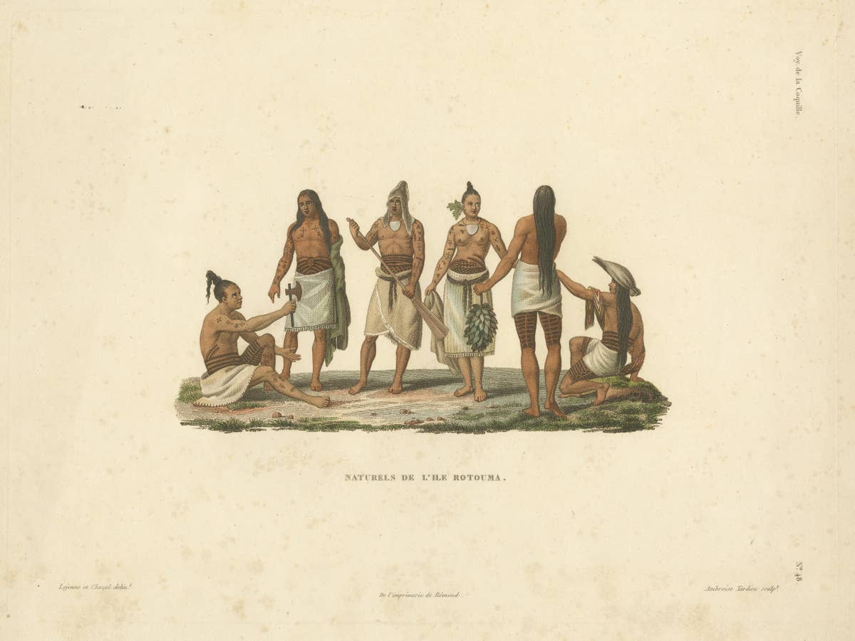 "Natives of the Island of Rotuma: Antique Ethnographic Print, circa 1825