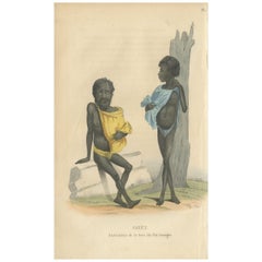Antiker Druck der Eingeborenen der King George Inseln von Prichard '1843'