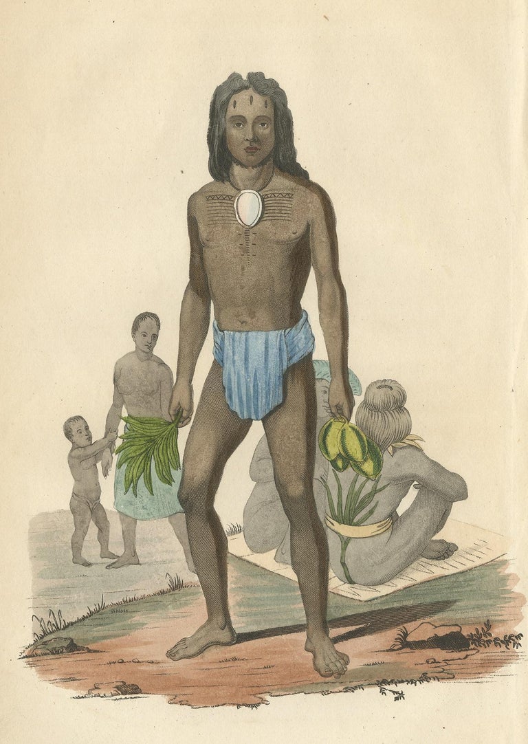 Antique Print of Natives of Tikopia by Prichard, 1843 For Sale at 1stDibs