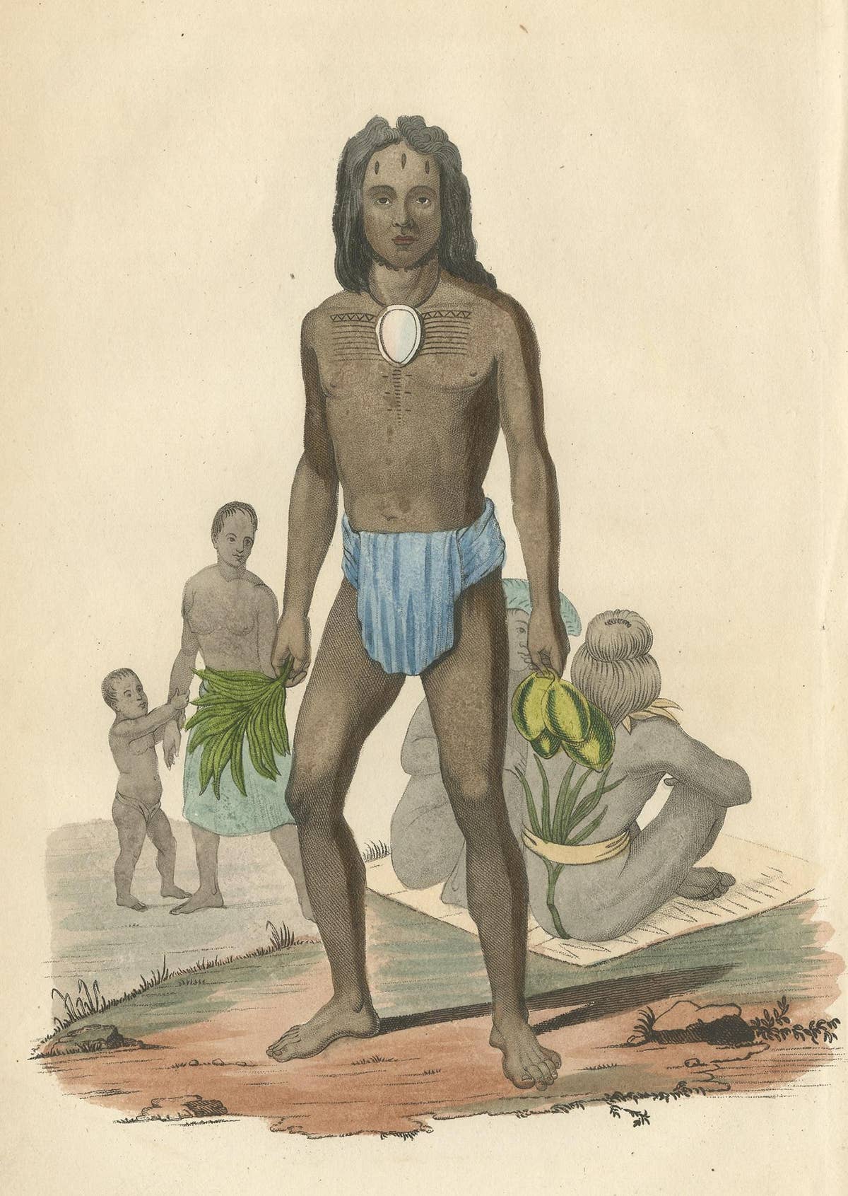Antique Print of Natives of Tikopia by Prichard, 1843