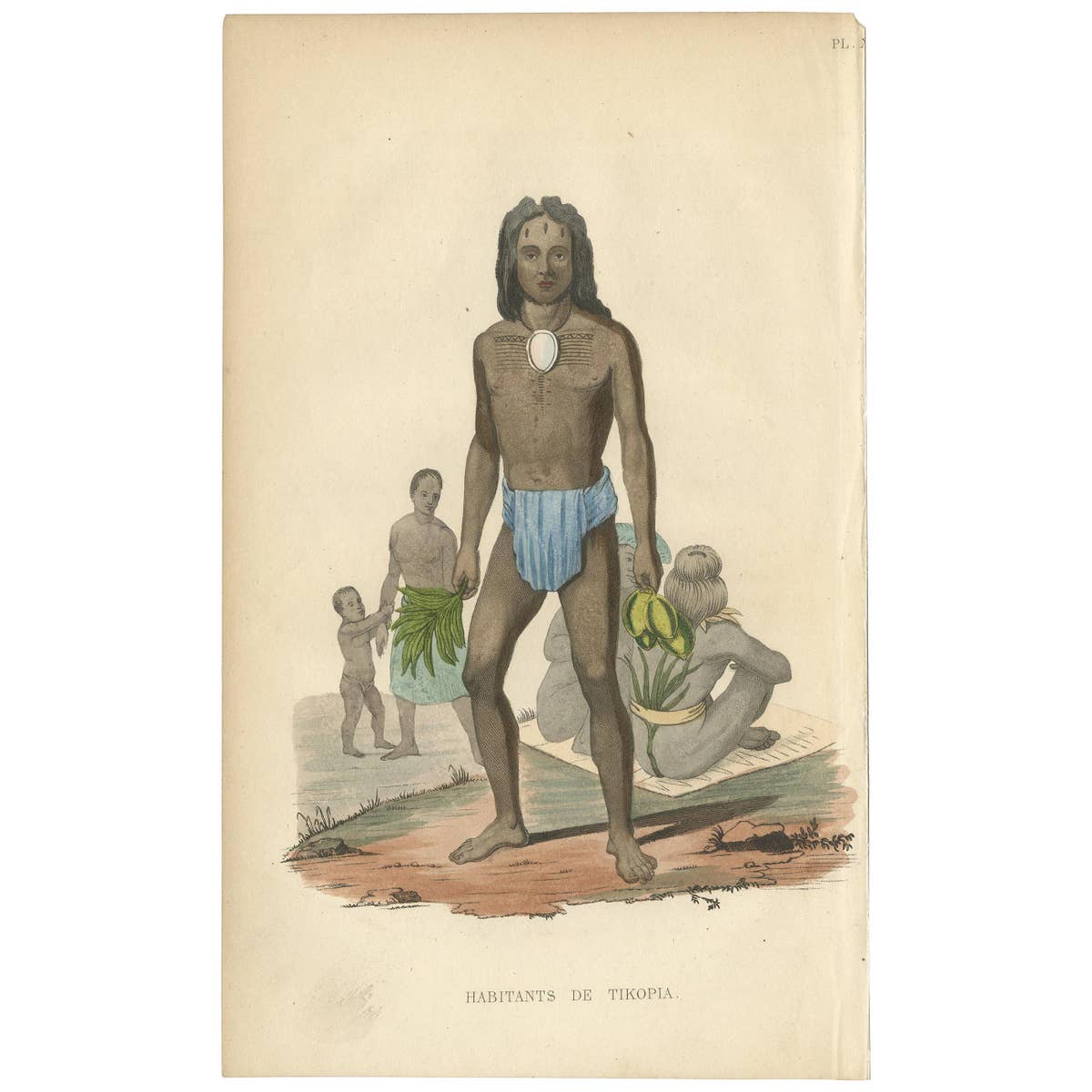 Antique Print of Natives of Tikopia by Prichard, 1843