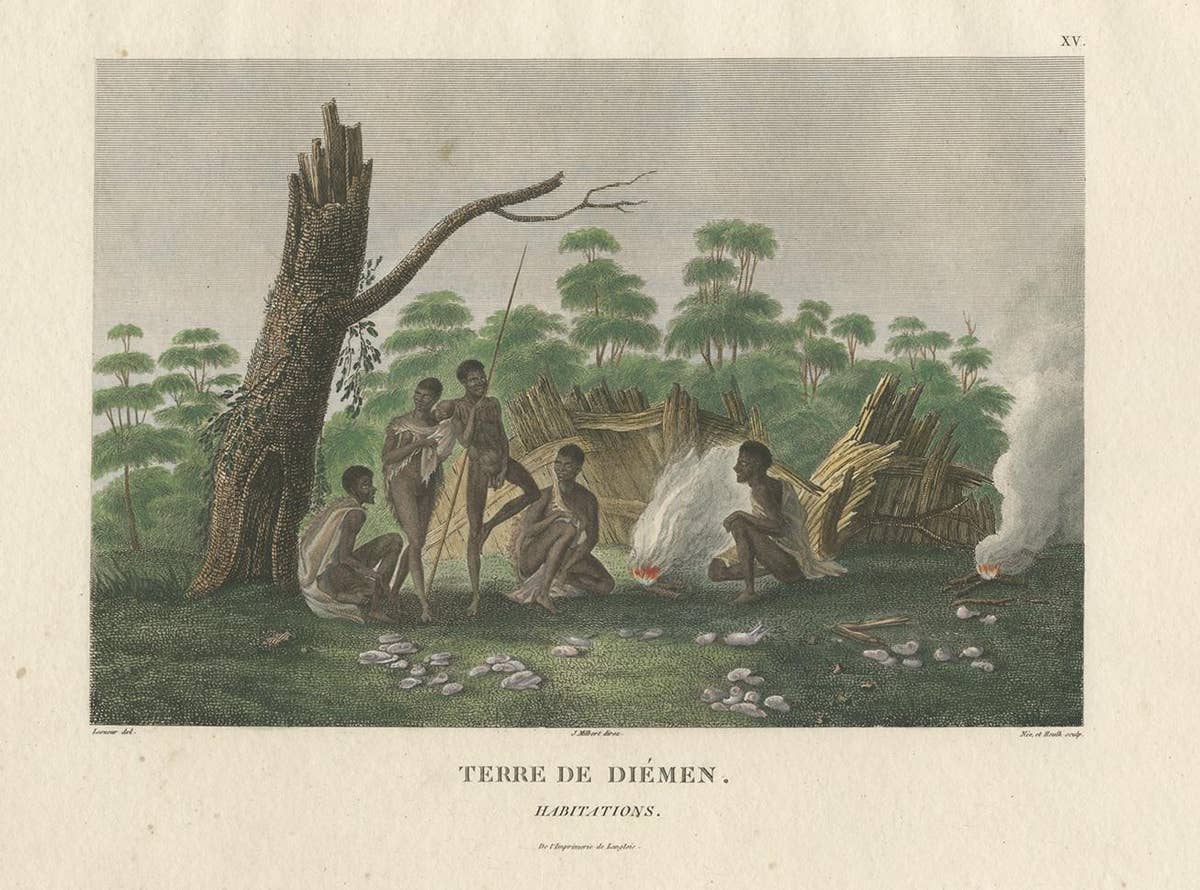 Antique Print of Natives of Van Diemen's Land by Peron 'circa 1810'