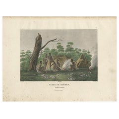Antique Print of Natives of Van Diemen's Land by Peron 'circa 1810'
