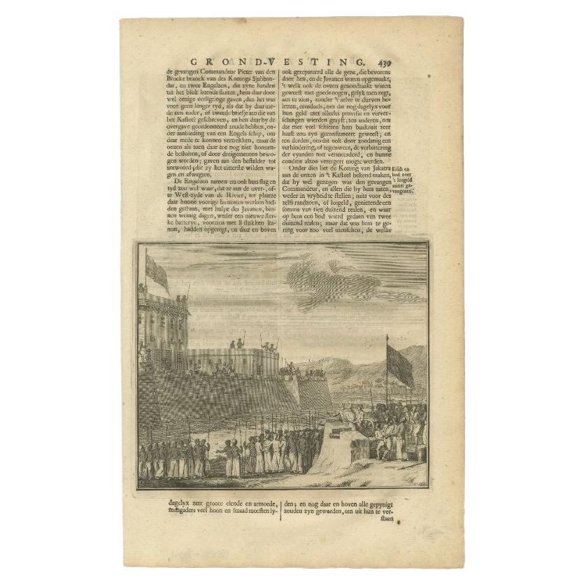 Grabado antiguo de Negociaciones en Batavia por Valentijn, 1726 en venta