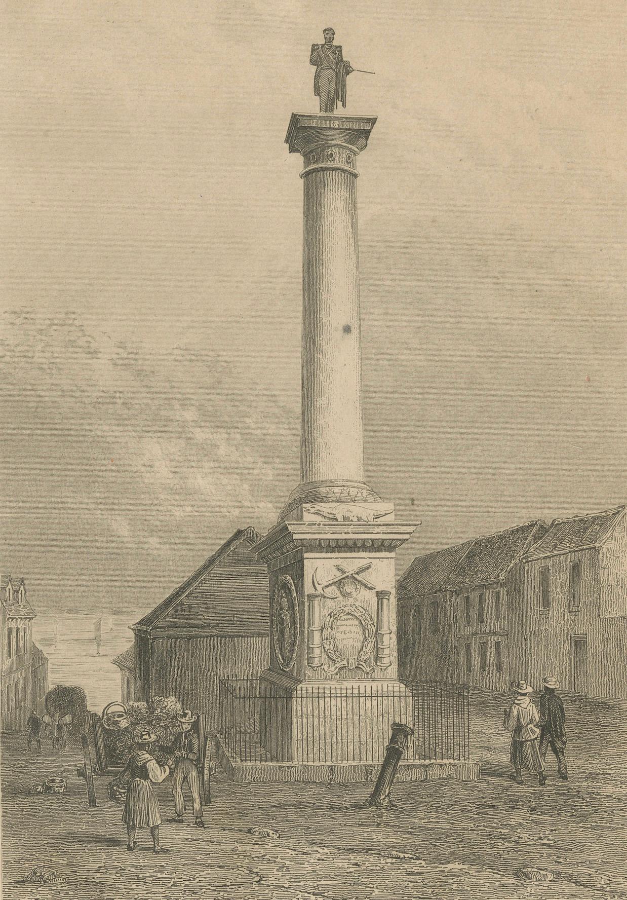 Gravure ancienne du monument de Nelson à Montréal - Scène canadienne du XIXe siècle en vente 2