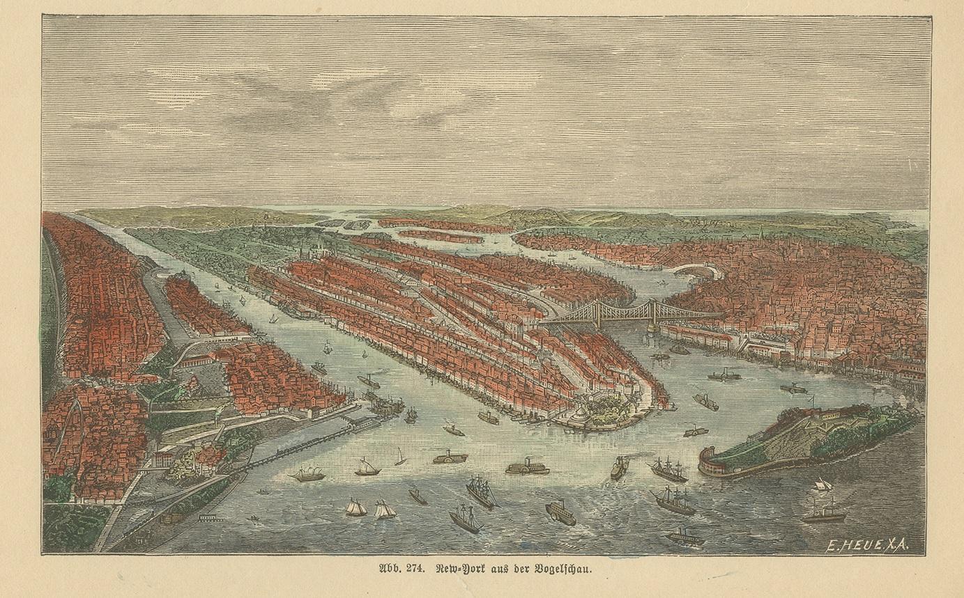 Grabado antiguo de Nueva York, 1881 siglo XIX en venta