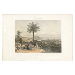 Antique Print of Nice Near Villa Venanson Near Nice in France, c.1865