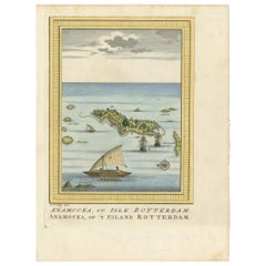 Impression ancienne de l'île de Nomuka par Van Schley, 1759