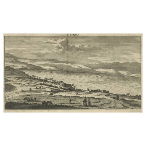 Antique Print of of Tiberias on the Sea of Galilee, Israel