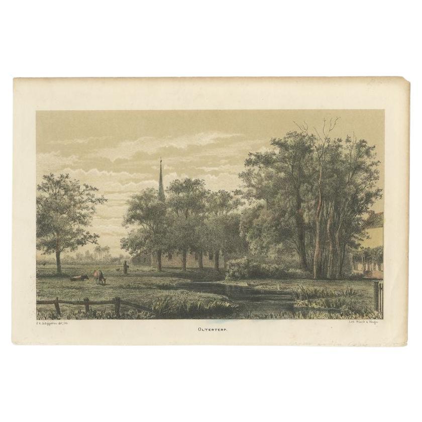 Antique Print of Olterterp, Friesland, The Netherlands, 1875