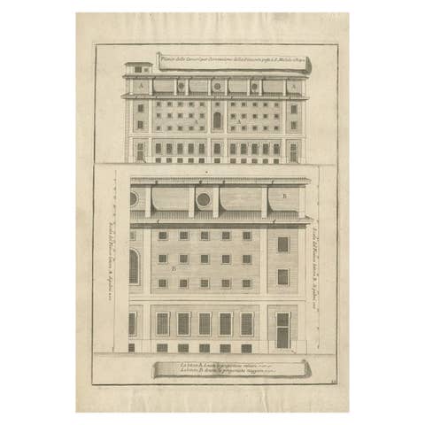Antique Print of Ospizio Apostolico di San Michele by De Rossi, c.1710