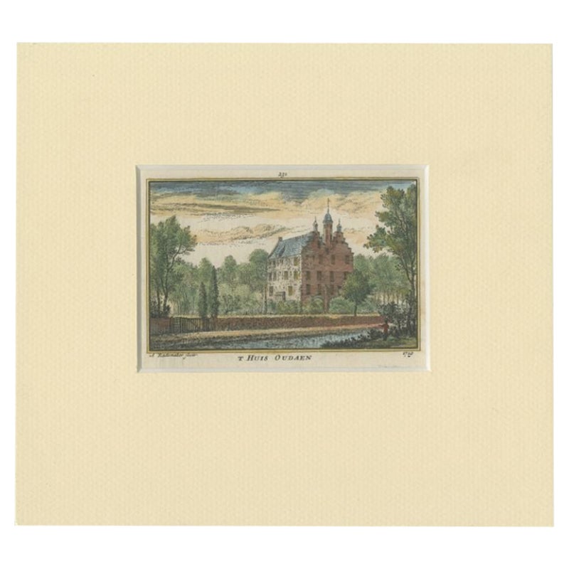 Antique Print of Oudaen Castle Near Utrecht, the Netherlands