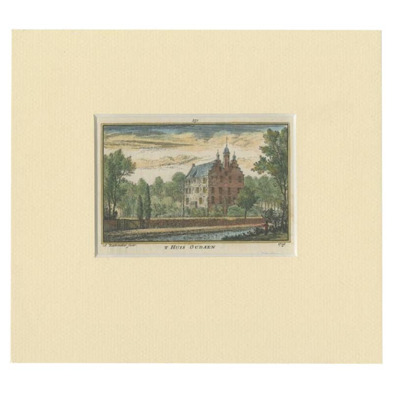 Antique Print of Oudaen Castle Near Utrecht, the Netherlands