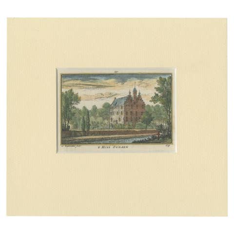 Antique Print of Oudaen Castle Near Utrecht, the Netherlands