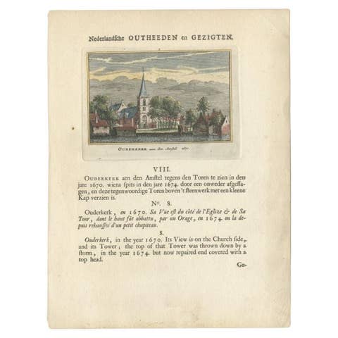 Ouderkerk aan den Amstel – Antique Dutch View Print by Rademaker, Le Long, 1732