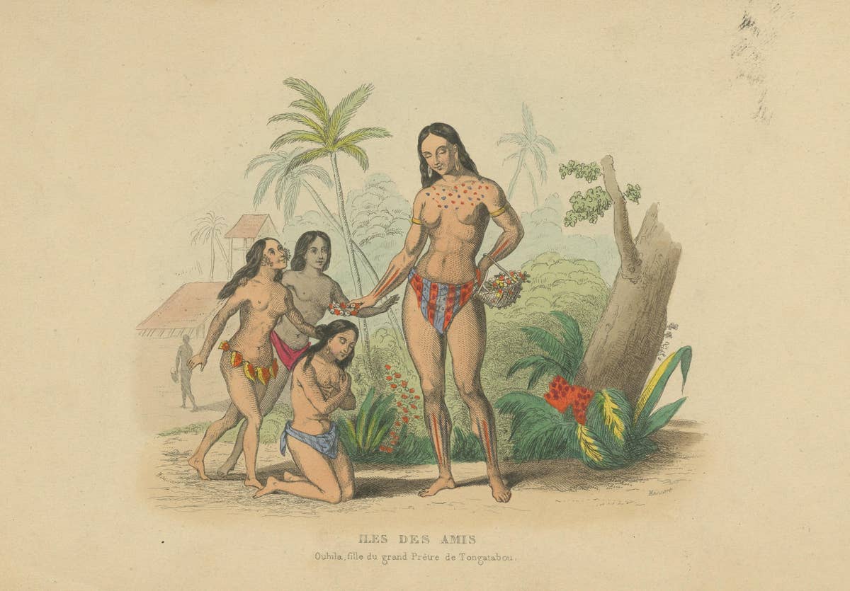 Antique Print of Ouhila, Daughter of the Priest of Tongatapu