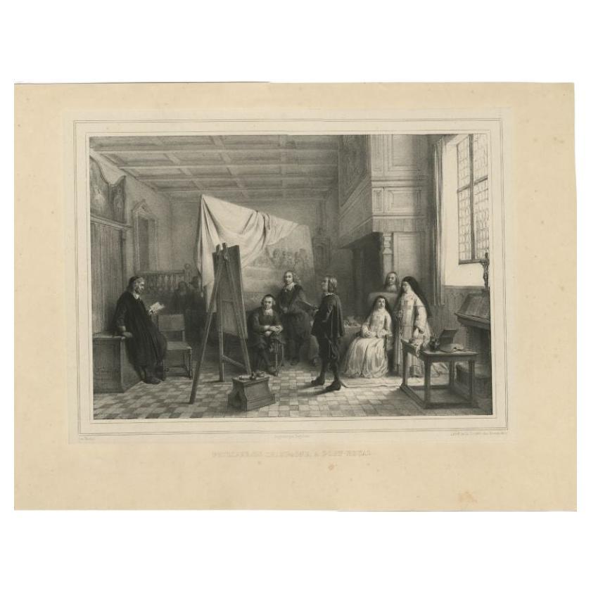 Antique Print of P. De Champagne in Port-Royal by Madou, 1842 For Sale