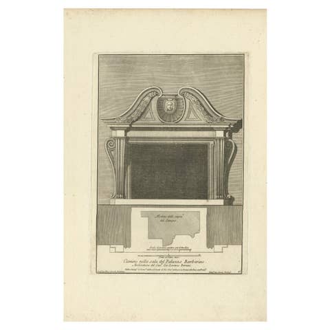 Antique Print of Palazzo Barberino by De Rossi, c.1710