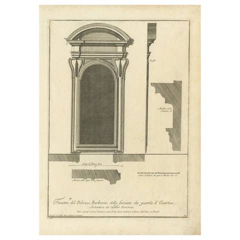 Antique Print of Palazzo Barberino by De Rossi, c.1710