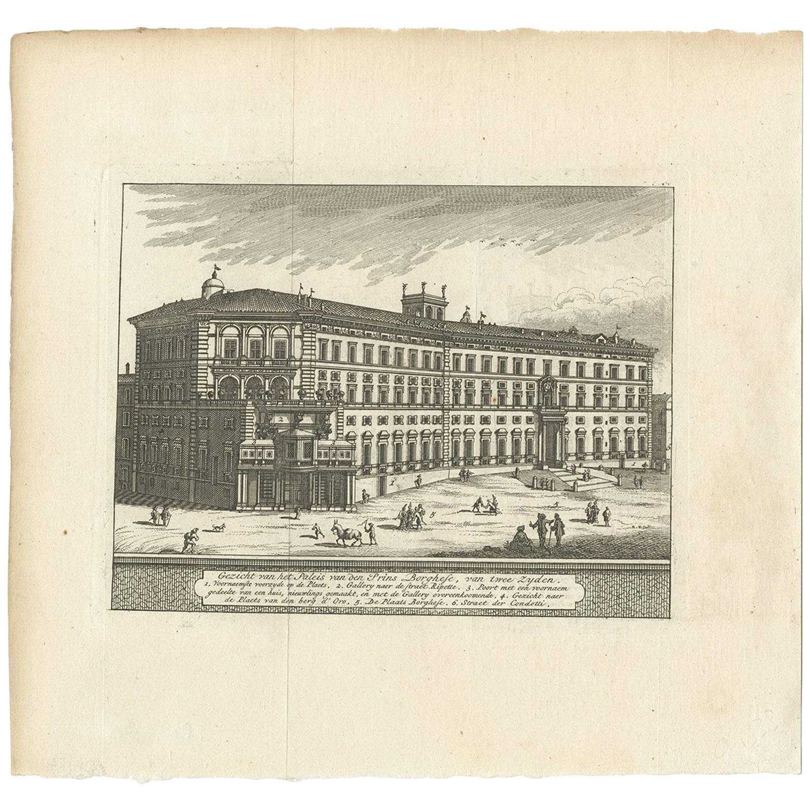 Impression ancienne du Palazzo Borghese à Rome par M. de Bruyn, 1779
