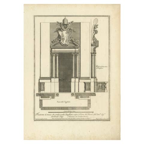Antique Print of Palazzo Chigi by De Rossi, c.1710