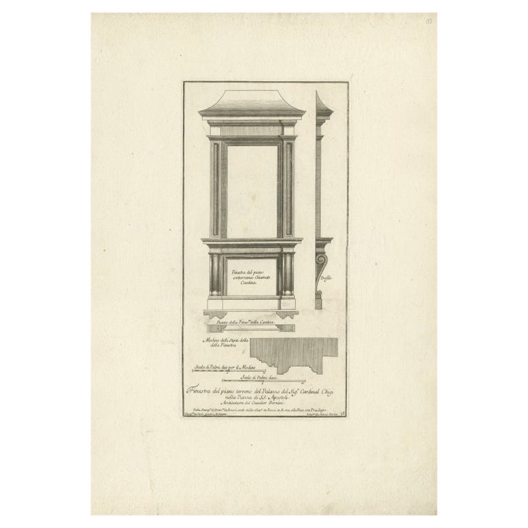 Antique Print of Palazzo Chigi by De Rossi, c.1710