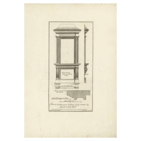 Antique Print of Palazzo Chigi by De Rossi, c.1710