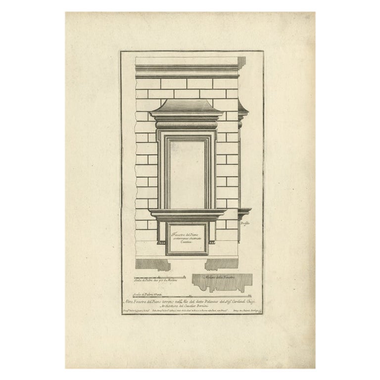 Antiker Druck des Palazzo Chigi von De Rossi, um 1710
