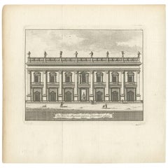 Antiker antiker Druck des Palazzo Dei Conservatori Rom von M. de Bruyn, 1779