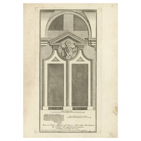 Antique Print of Palazzo Della Sapienza by De Rossi, c.1710